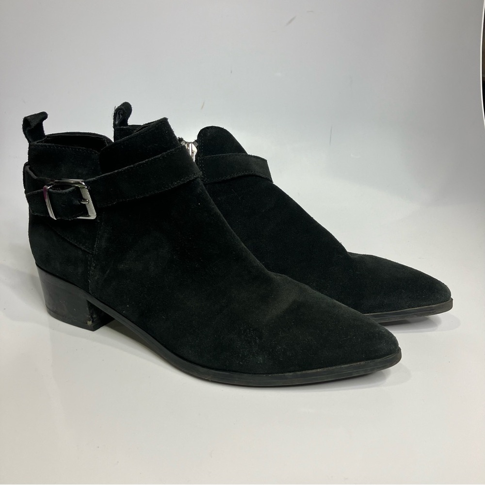 Marc Fisher black suede pointed toe ankle boots size 8